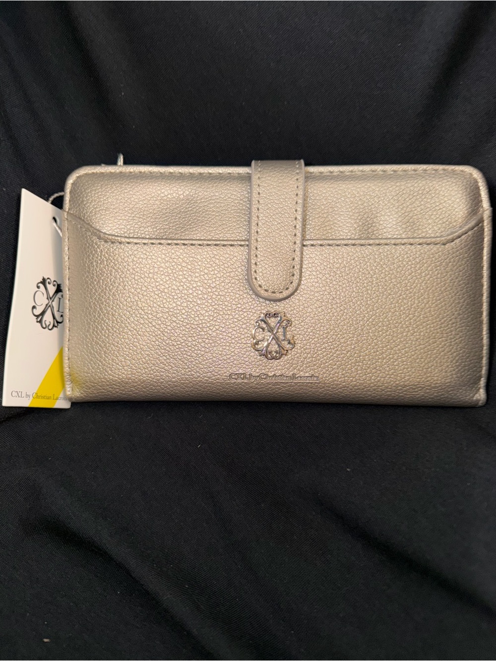 Christian Lacroix Metallic Pewter Snap Wallet